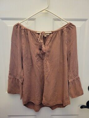 Solitaire Mauve Dusty Rose Tie-Neck Tunic